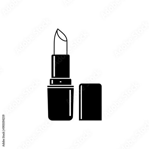 a minimalist open lipstick icon featuring the tube and detached cap ideal for beauty makeup cosmetic and glamour designs.