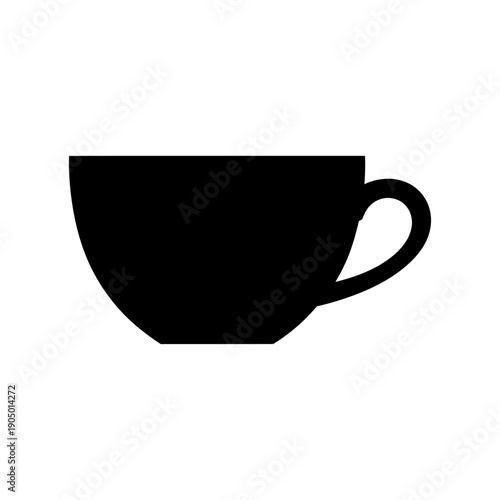 a modern black coffee cup icon on a pristine white background ideal for digital menus cafe branding and website graphics representing hot drinks.