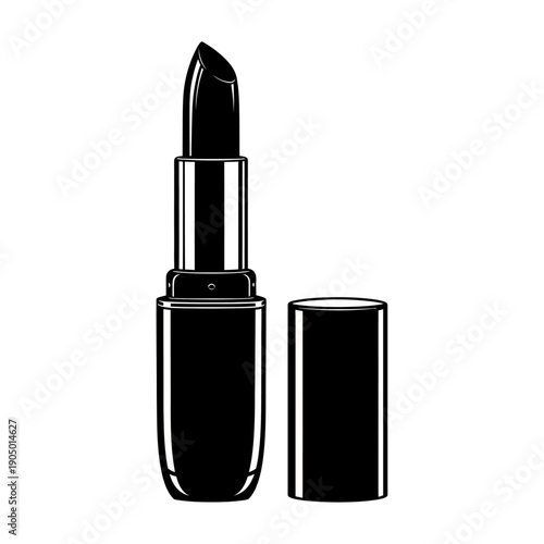 black lipstick vector icon a graphic illustration of an open cosmetic product with its cap detached ideal for beauty branding and design.