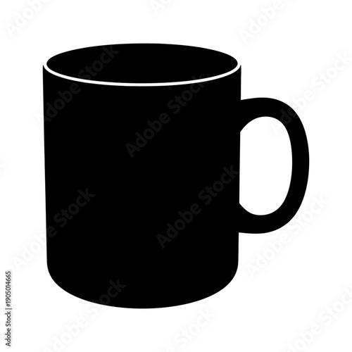black mug silhouette vector icon minimalist coffee cup symbol on a white background perfect for graphic design and web assets.