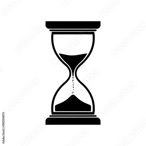 classic black hourglass icon with flowing sand symbolizing the passage of time urgency and deadlines for abstract business concepts.
