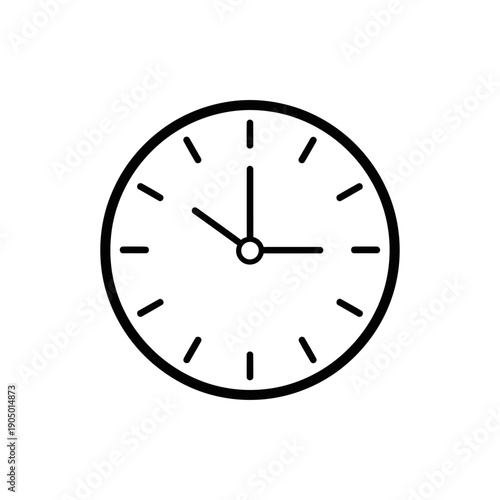 clean black and white clock icon showing 1015 symbolizing time management deadlines and schedule planning for modern design.