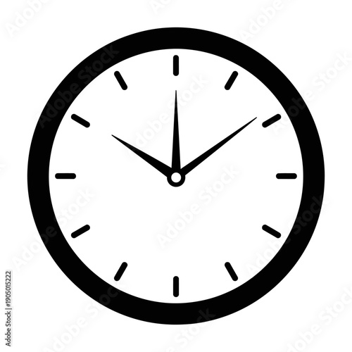simple black and white analog clock icon symbolizing time planning and deadlines for modern graphic design and ui elements.