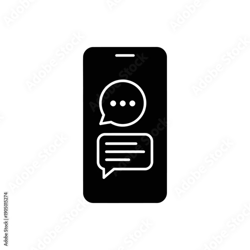 smartphone screen displaying chat bubbles with typing and text symbolizing mobile communication online messaging and app interaction concepts.