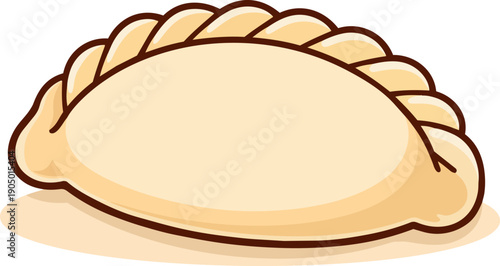 Flat single varenyky dumpling icon, clean vector cartoon illustration isolated on white background.