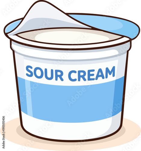 Flat sour cream cup dairy icon, clean vector cartoon illustration isolated on white background.