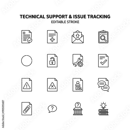 Technical Support Ticket set icon flat vector design.