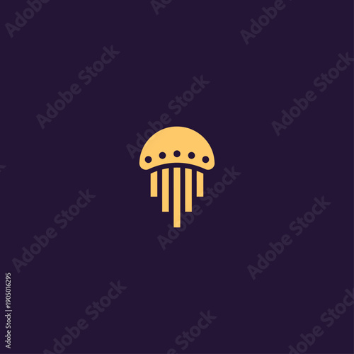 Minimalist jellyfish icon flat vector design.