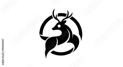 Deer silhouette emblem on white