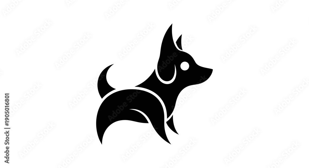 Fototapeta premium Dog silhouette illustration on white