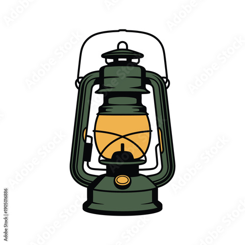 Classic oil lantern graphic symbol representing camping and outdoor.