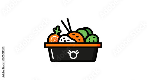 Colorful food box illustration