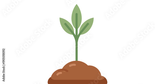 A green sprout emerges from brown soil, symbolizing growth and new life in a simple illustration.