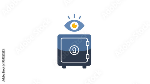 Safe with Bitcoin and Eye Symbol.