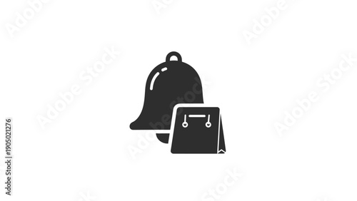 Black bell and weight scale icons.