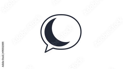 Black crescent moon in speech bubble.