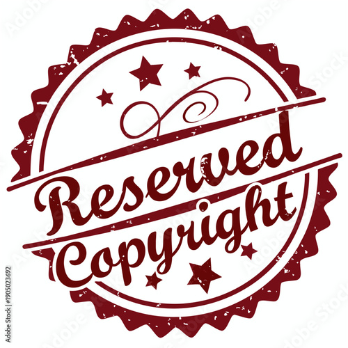 Red Distressed "Reserved Copyright" Rubber Stamp - Vintage Legal Seal

