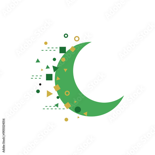 ramadan Kareem, Eid Mubarak Greeting Line icon minimal and simple vector design with beautiful Glowing Lantern and elegant crescent moon star for background and Banner