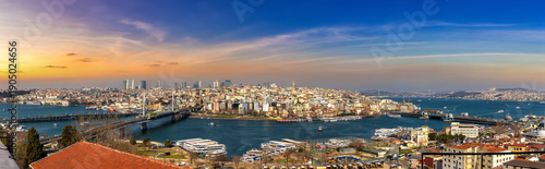 Panorama of aerial view of cityscape of Istanbul, Turkey