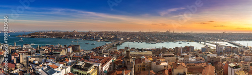 Panorama of aerial view of cityscape of Istanbul, Turkey