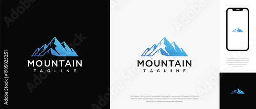 Modern Blue Mountain Peak Logo Design Template for Outdoor Adventure  Corporate Branding.