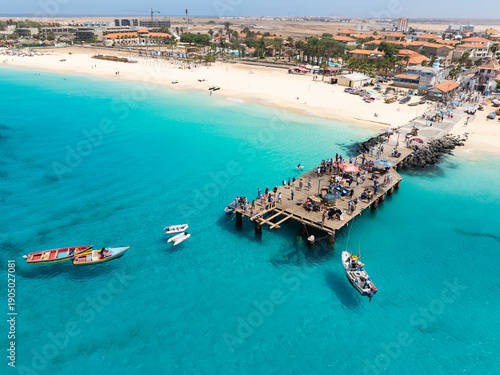 Aerial view of Santa Maria beach in Sal Island Cape Verde - Cabo Verde