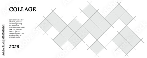 Abstract Diamond Pattern Photo Collage with Structured Grid