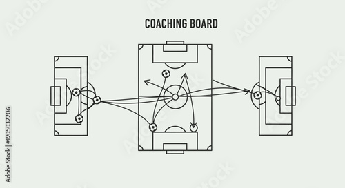 Football Coaching Board Diagram Illustrating Strategic Play with Player Movement on Isolated White Background