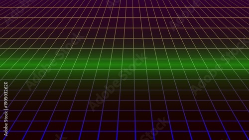 Retro Grid Horizon with Neon Glow - Futuristic Digital Landscape Background