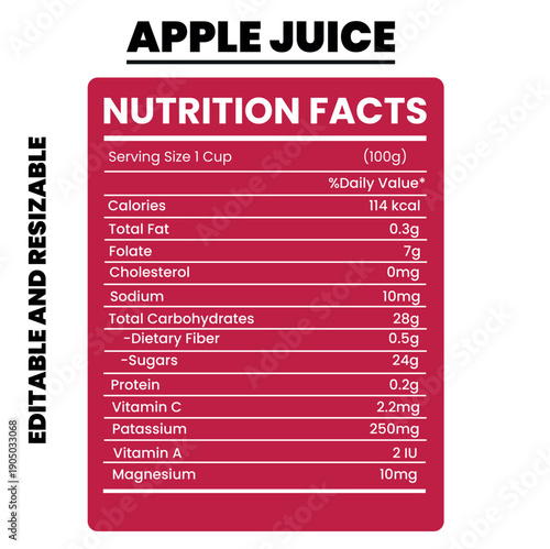Apple Juice Nutrition Facts, Nutrition Facts, Nutrition Facts Label, Apple Nutrition Facts, Nutrition Label	