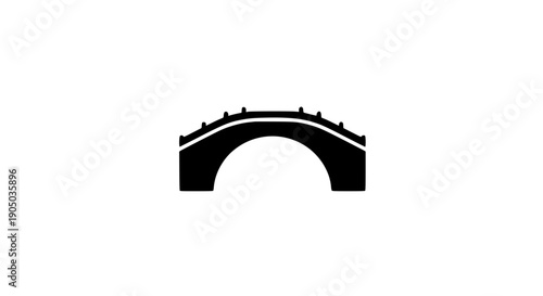 Arched bridge silhouette icon on white background