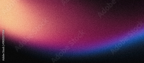 Vibrant grainy background, magenta pink yellow blue glowing abstract shape on dark backdrop, noise texture header poster wallpaper banner design