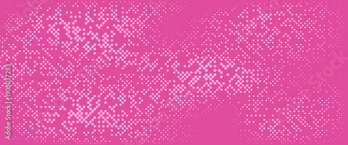 Pink rose halftone pattern. Retro comic gradient background. Pixelated dotted texture overlay. Cartoon pop art faded gradient pattern. Vector backdrop for poster, banner, advertisement