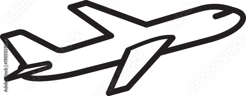 Airplane Icon: A clean, minimalistic illustration of an airplane in flight, symbolizing travel, aviation, and journeys.