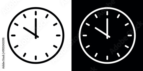 Time icon concept with flat Black White Background. Vector illustration.