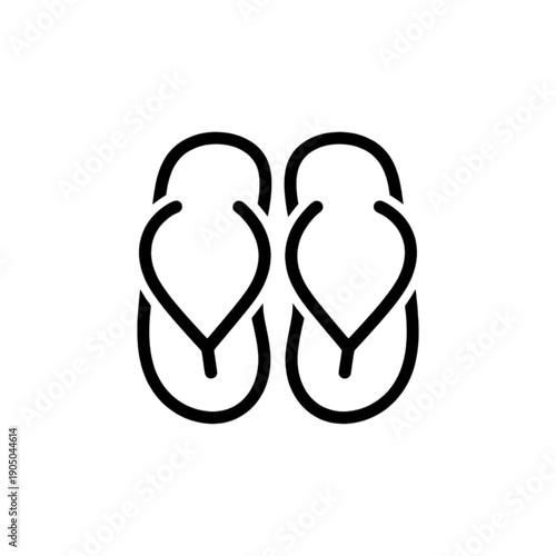 A pair of minimalist flip-flops in a simple line drawing style Vector, illustration