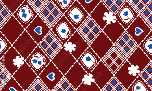 abstract floral and plaid seamless pattern vector suitable for textile and fabric purpose
