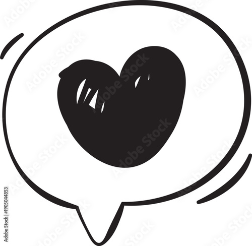 Heart In Speech Bubble Doodle