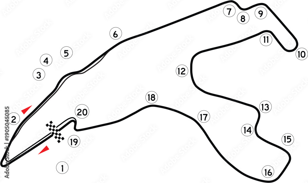 Naklejka premium Circuit de Spa-Francorchamps Racing Circuit Belgium Map Labelled Design