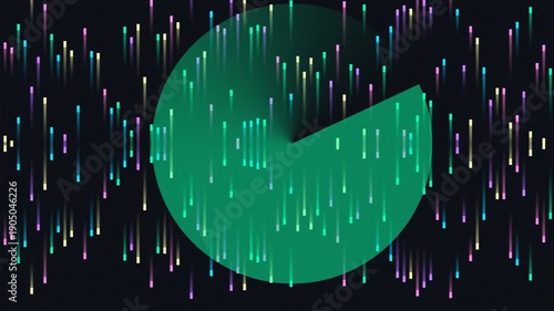Green Circle with Falling Light Streaks Motion Graphics Loop