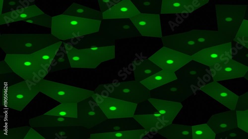 Green Cell Animation Loop Background Glowing Dots In Dark Poly