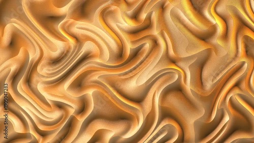 Golden Glitter Waves Flowing Abstract Background Motion Loop