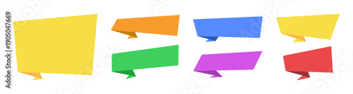 Modern abstract sale banner in creative form. Hipster graphic curved rectangle shape promo sticker with trendy colors. Vector with marketing print, banner set.