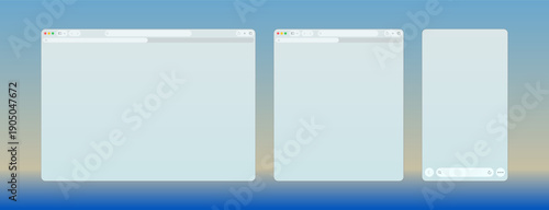 Browser page. Browser window template. New website page mock up vector set. Mobile browsing frame. Vector 10 eps.