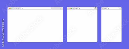 Browser page. Browser window template. New website page mock up vector set. Mobile browsing frame. Vector 10 eps.