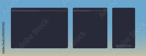 Browser page. Browser window template. New website page mock up vector set. Mobile browsing frame. Vector 10 eps.