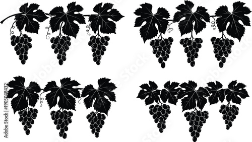 Mega collection of vector silhouettes featuring masquerade masks nesting dolls Halloween icons children playing family moments and floral botanical garden elements