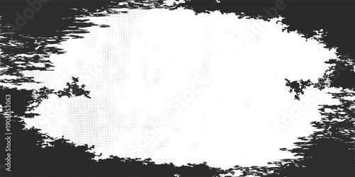 High contrast grunge halftone texture in black and white, ideal for abstract backgrounds, posters, vintage prints, and digital overlays.