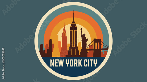 Iconic New York City Skyline with Famous Landmarks at Sunset