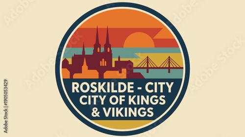Roskilde City Of Kings And Vikings Emblem Logo Design Graphic
